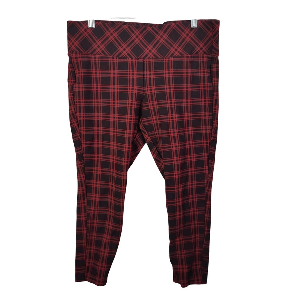 Torrid Women Dark Academia Grunge Pixie Pants 0 L Red Black Plaid Skinny Trouser